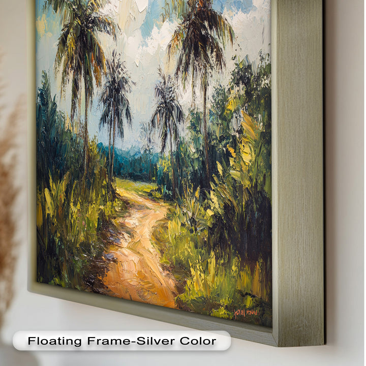 Tropical Pathway with Palm Trees – Impressionist Oil Painting