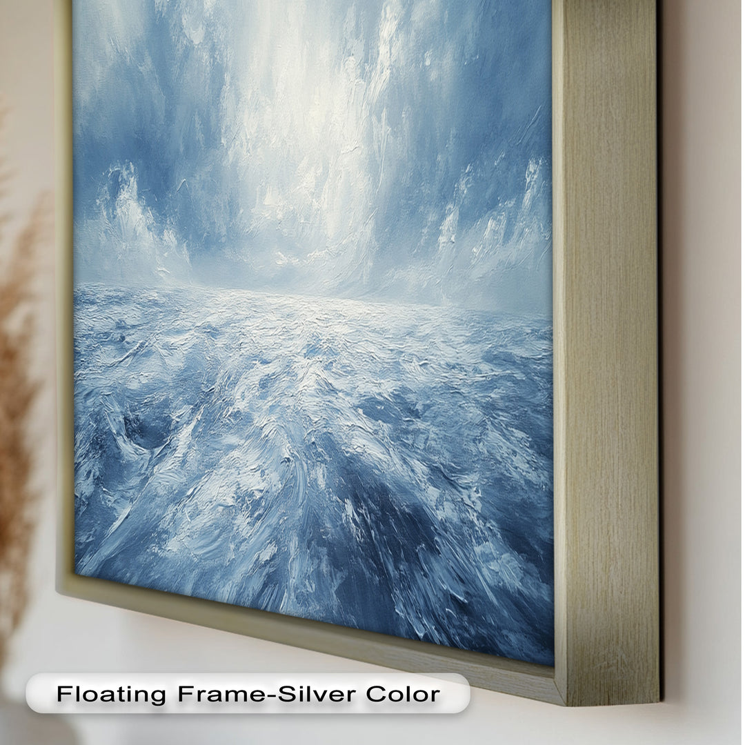 Blue Coastal Wall Art - Abstract Ocean Seascape Oil Painting