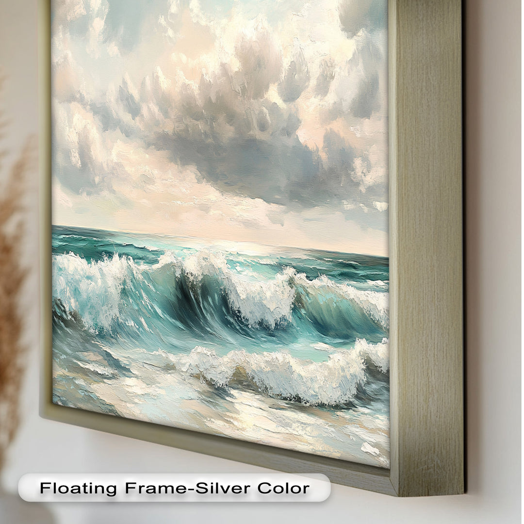 Coastal Wall Art - Turquoise Wave Seascape Oil Painting