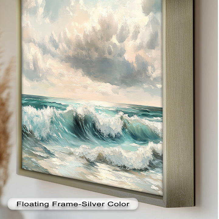 Coastal Wall Art - Turquoise Wave Seascape Oil Painting