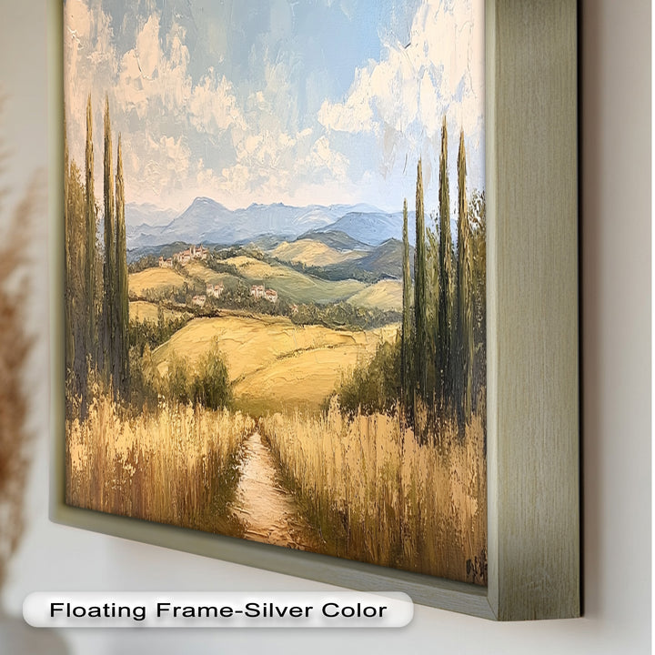 Vintage Aerial View – Scenic Countryside Oil Painting