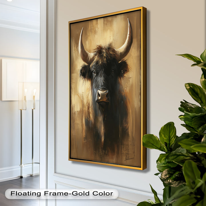Bull in Amber Tones - Animal Oil Painting