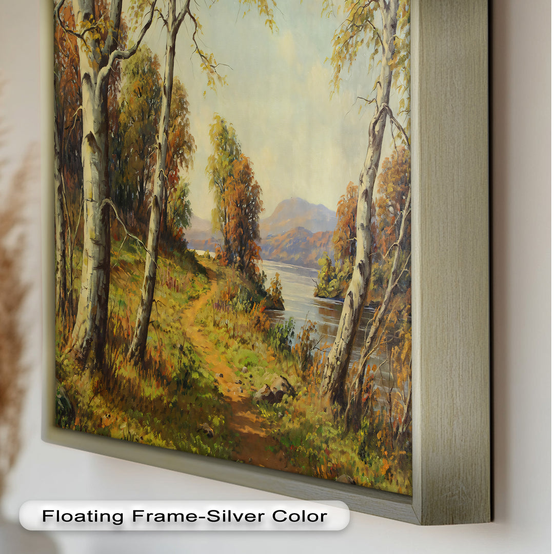 Goldener Pfad am See – Vintage Ölgemälde