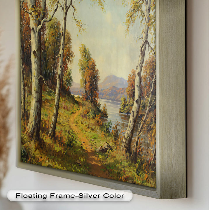 Goldener Pfad am See – Vintage Ölgemälde