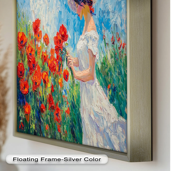 Lady Among Poppies – Impressionist Garden Stroll Oil Painting