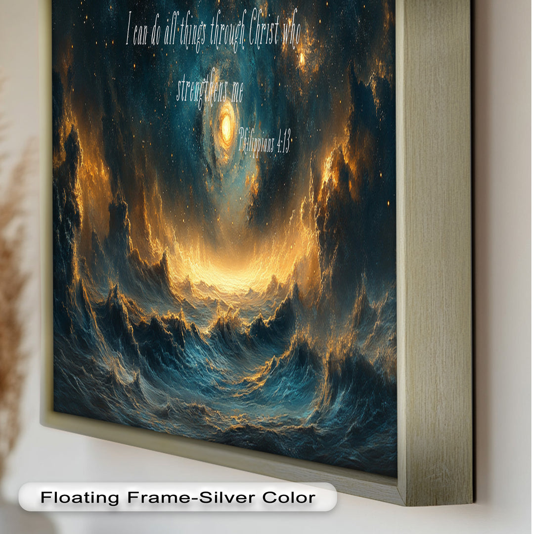 Philippians 4:13 – Strength in Christ Bible Verse Oil Painting