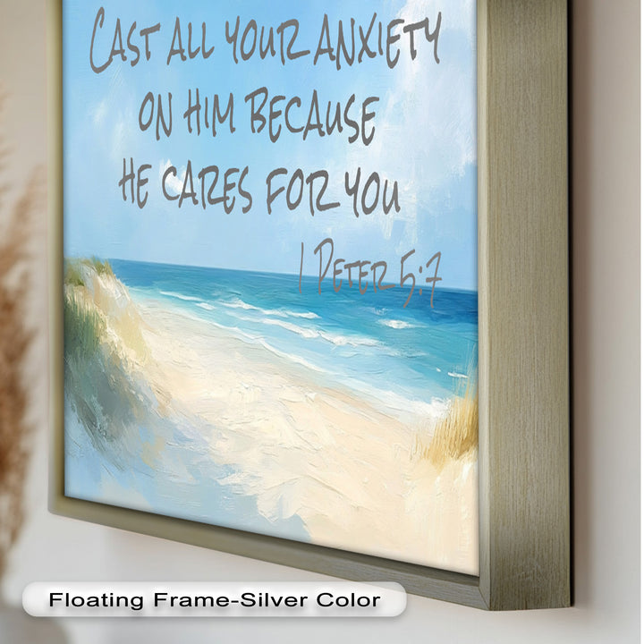 1 Peter 5:7 – Cast Your Anxiety Bible Verse Oil Painting