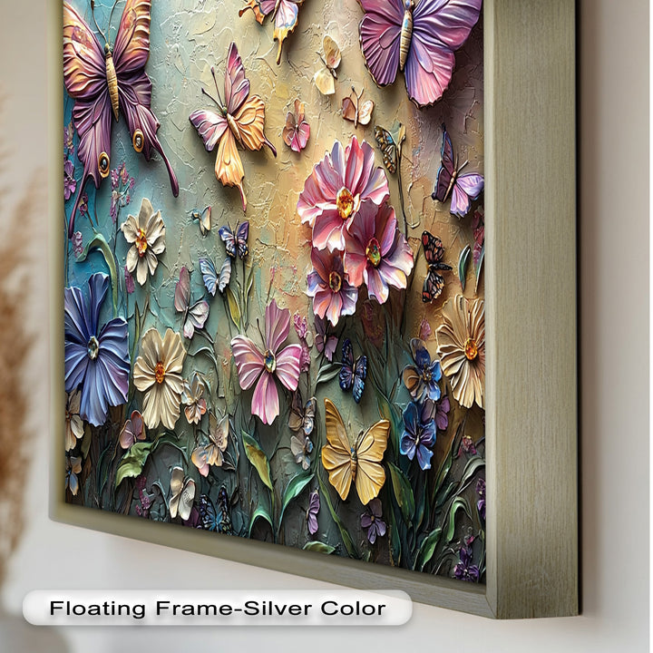 Butterflies Abstract Floral – Colorful Nature-Themed Oil Painting
