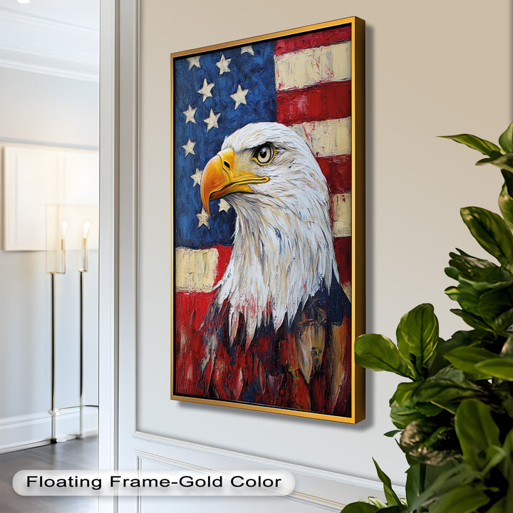 Amerikanischer Weißkopfseeadler Portrait - Patriotisches Ölgemälde