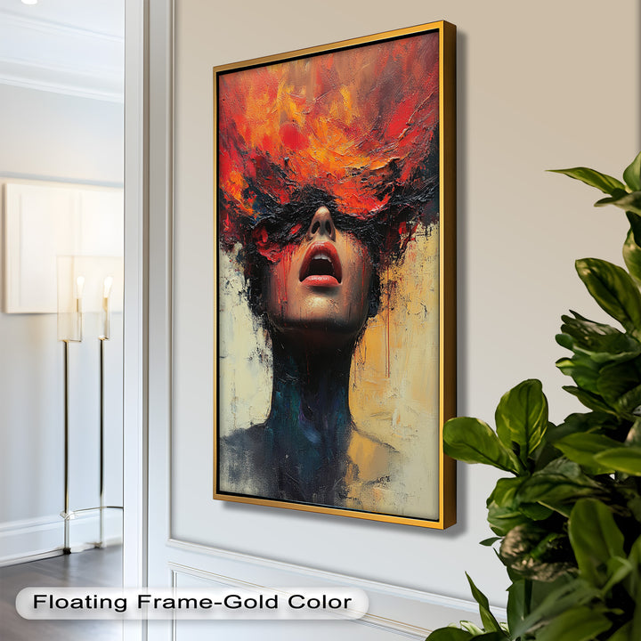 Inferno Within – Fiery Emotional Expression Abstract Oil Painting