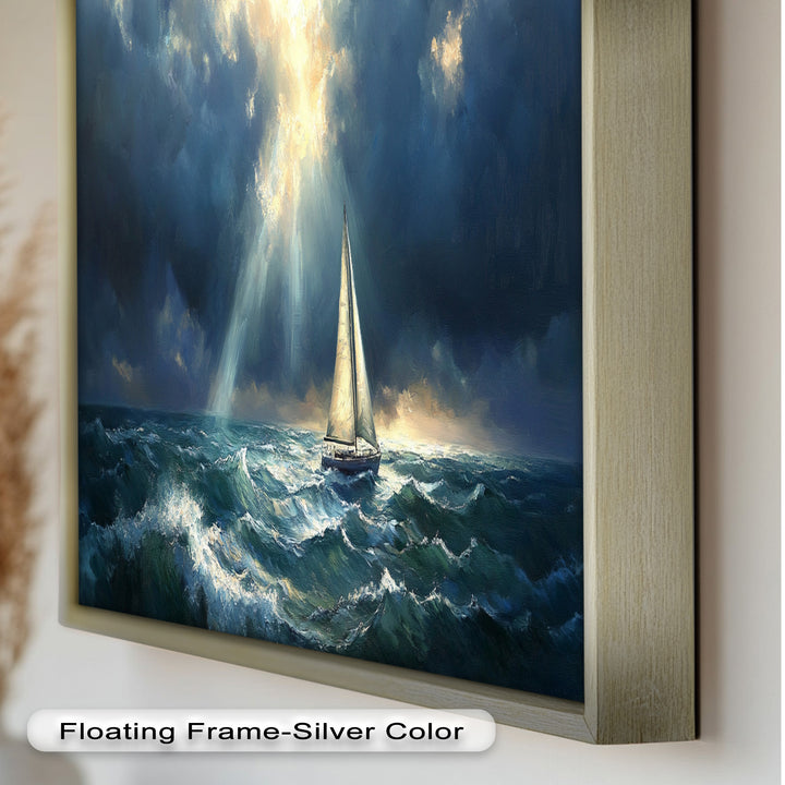 Stormy Horizon – Boat Oil Painting