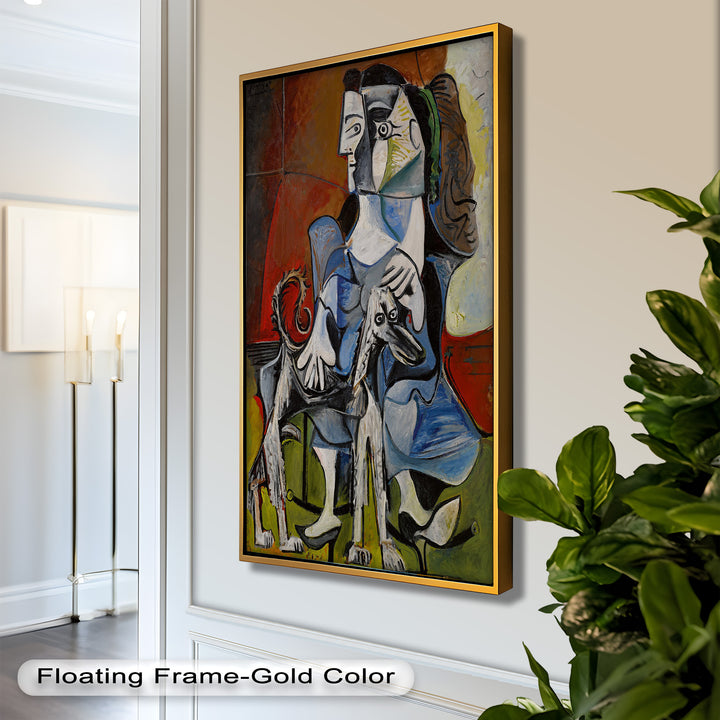 Loyal Companion – Picasso Style Woman with Dog Oil Painting