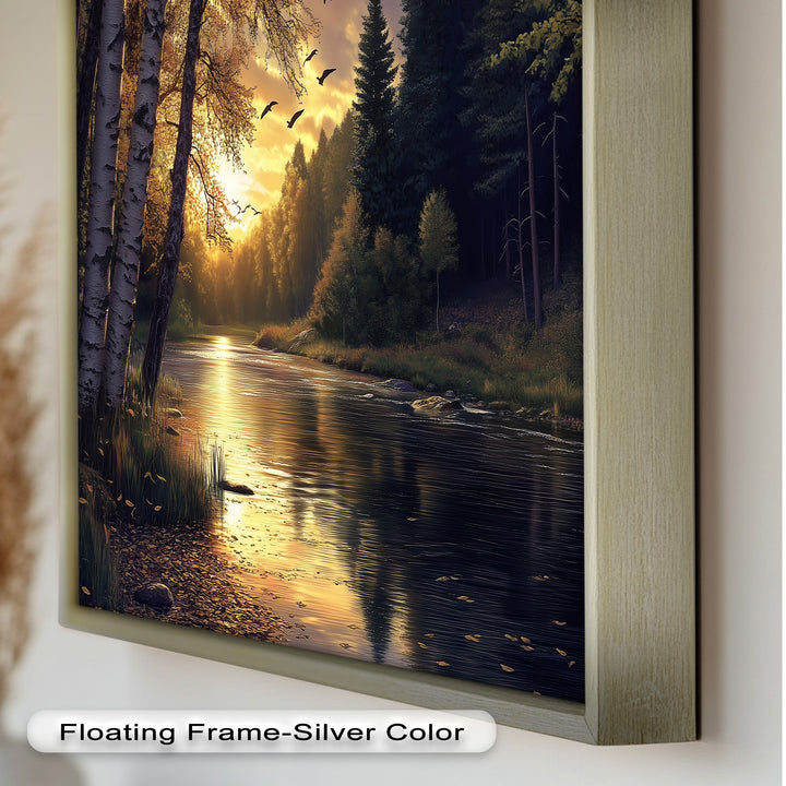 Sonnenuntergang Fluss Wandkunst - Landschaft Ölgemälde