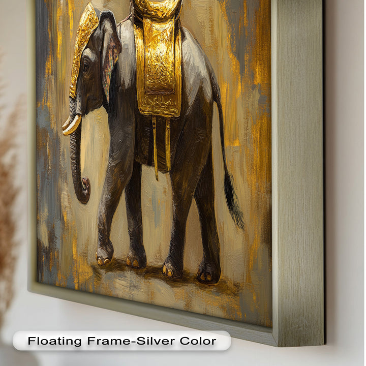Elephant with Golden Saddle - Animal Oil Painting