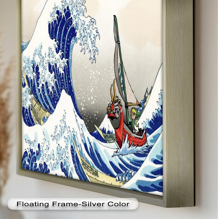 Hokusai Great Wave x Zelda Art – Japanisches Pop-Art-Ölgemälde