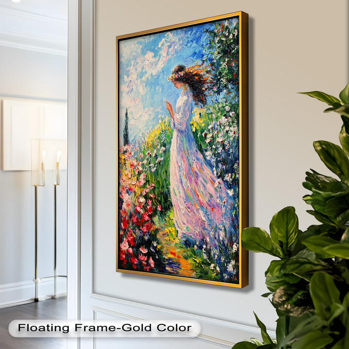 Woman in Floral Crown - Impressionist Oil Painting