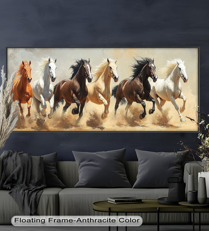 Thundering Harmony – Multicolor Horses Oil Painting