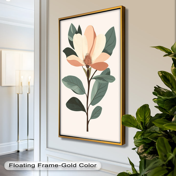Minimal Magnolia – Elegantes botanisches Ölgemälde