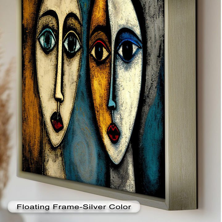 Duality of Gaze – Abstract Expressionist Portrait Picasso Oil Painting