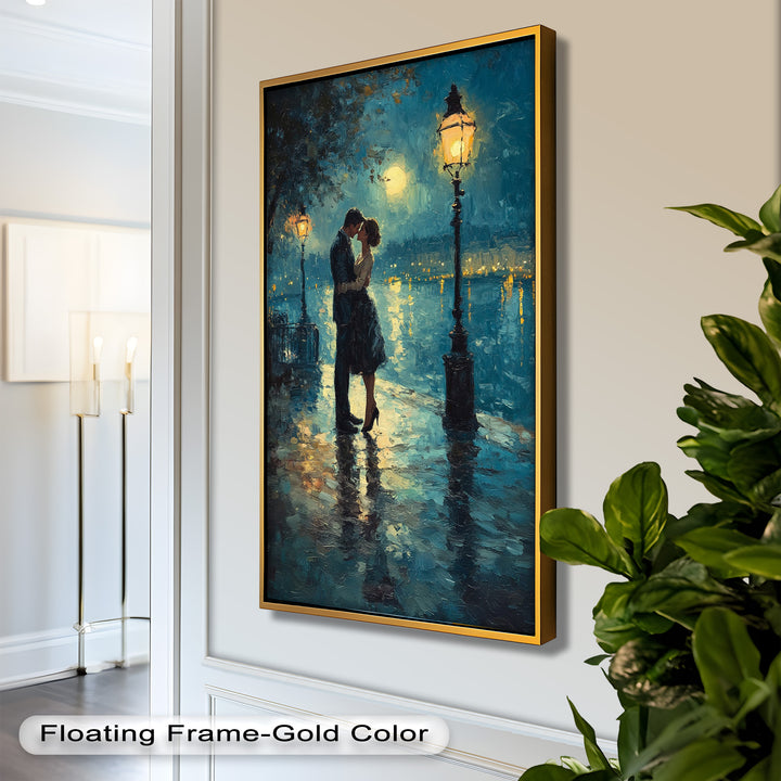 Romantic Couple Under Moonlight - Love Oil Painting