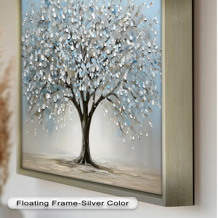 Snowflower Tree – Modern Framed Oil Painting