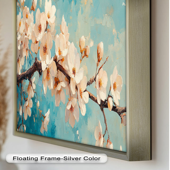 White Cherry Blossoms Wall Art – Floral Oil Painting