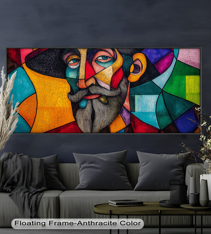The Thinker’s Mosaic – Abstract Male Portrait Oil Painting