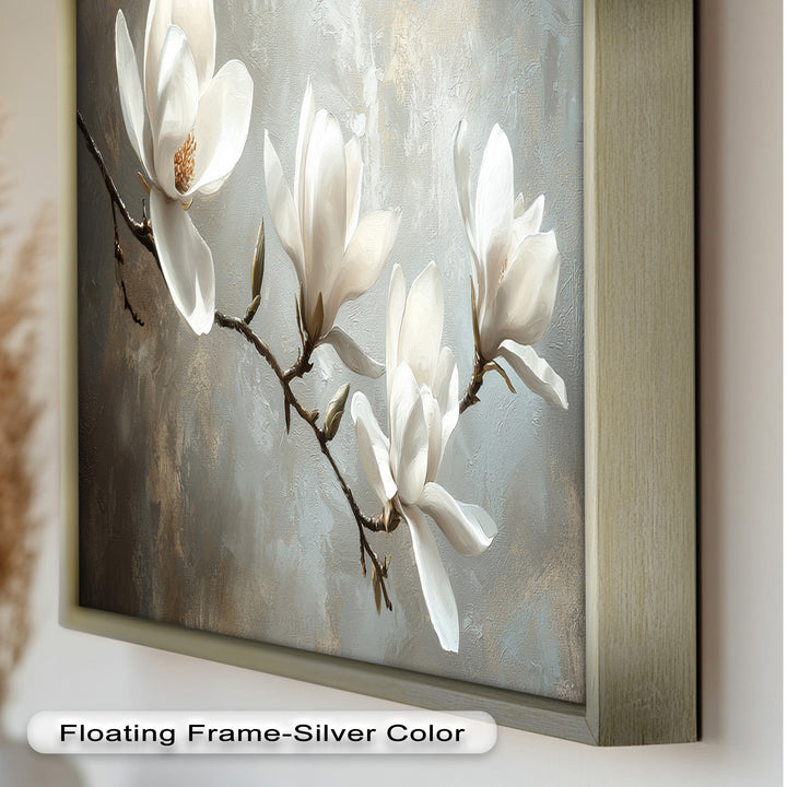 Magnolia Serenity – Cream Blossom Branch Flower Oil Painting