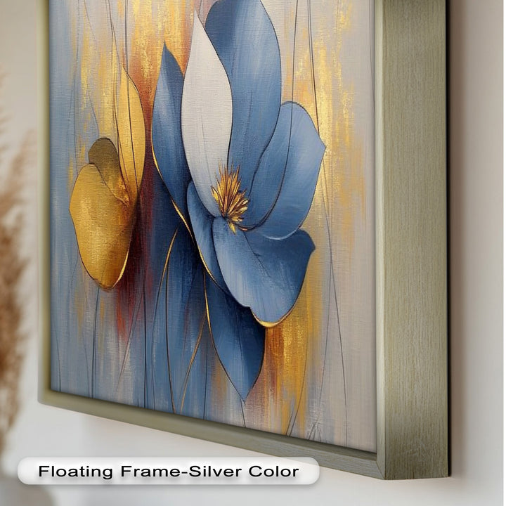 Blaue Magnolien-Wandkunst – Blumen-Ölgemälde