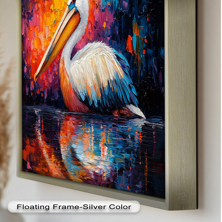Sunset Pelican on Water – Animal Oil Painting