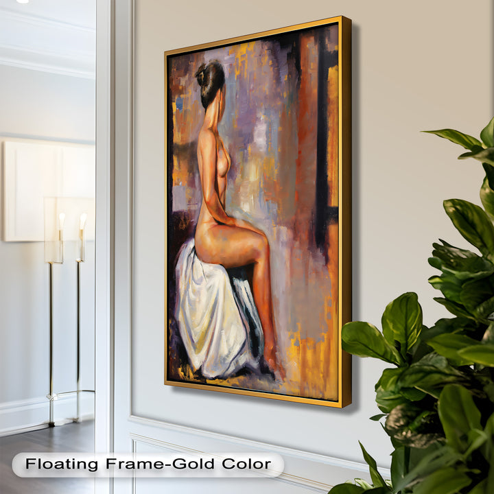 Poised in Silence – Figurative Nude Abstract Oil Painting