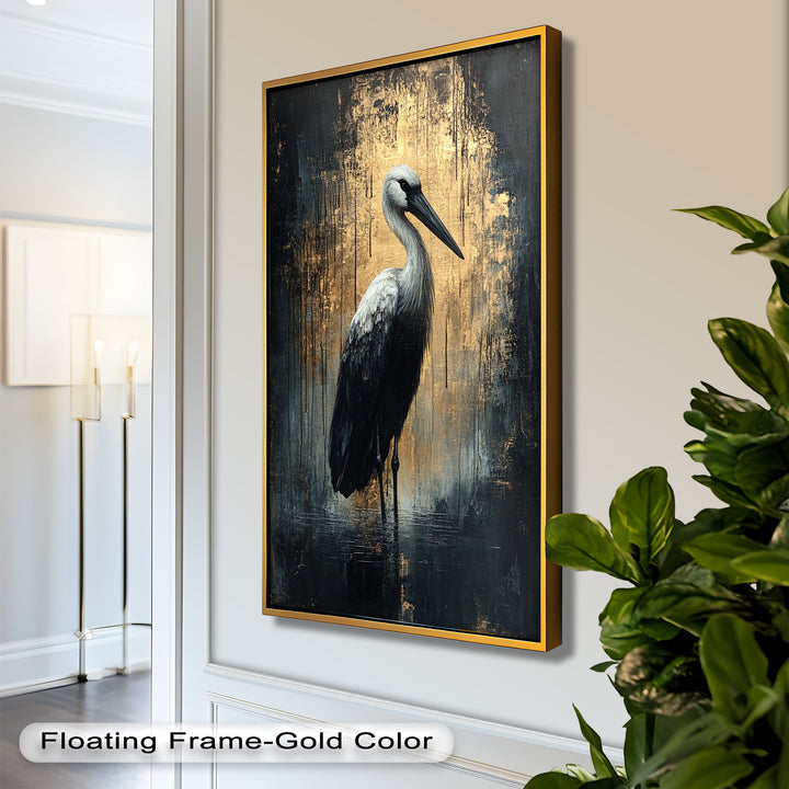 Golden Shadow Heron – Animal Oil Painting