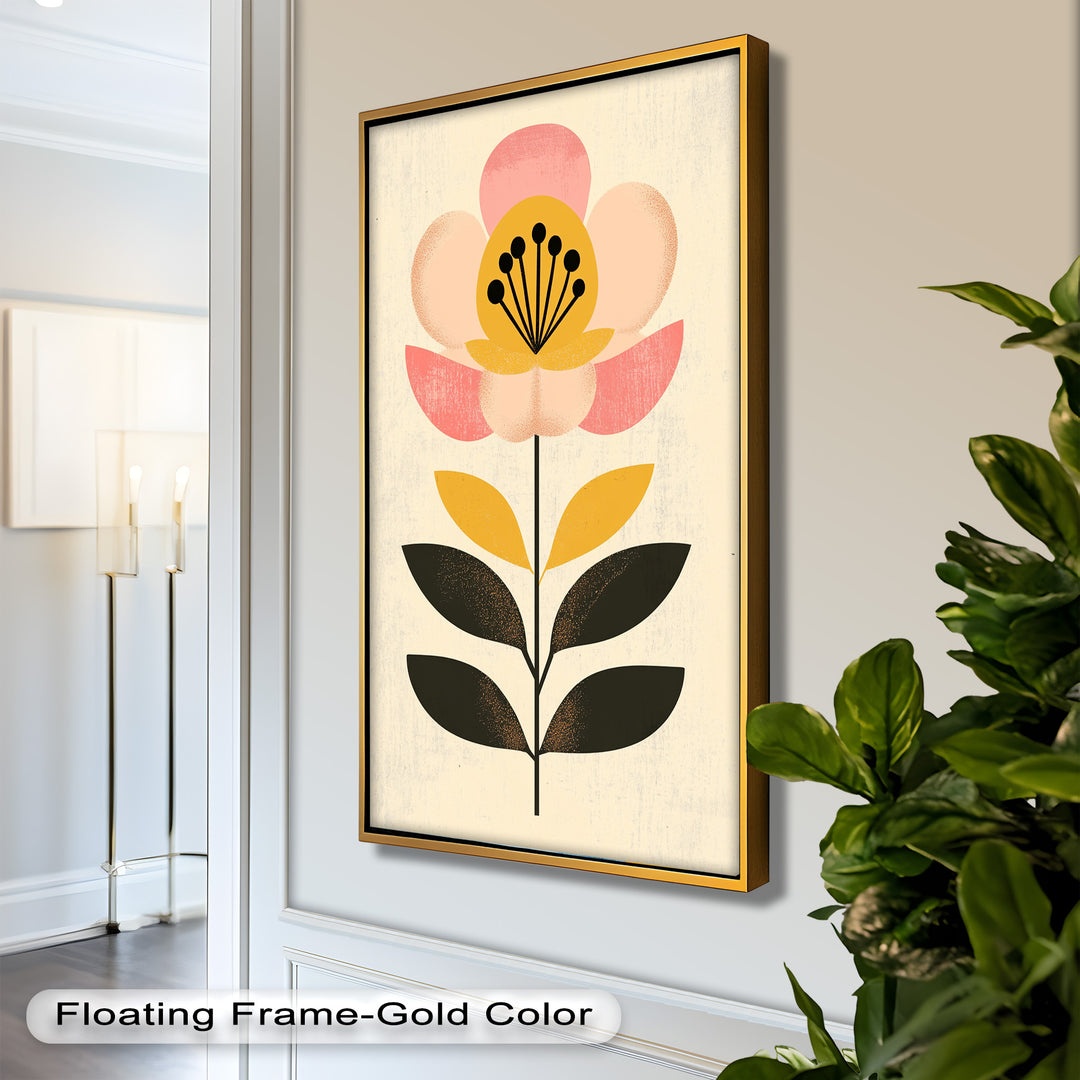 Mid-Century Bloom – Retro Floral Minimalist Wall Art Oil Painting