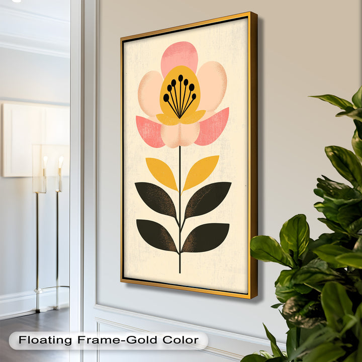 Mid-Century Bloom – Retro Floral Minimalist Wall Art Oil Painting
