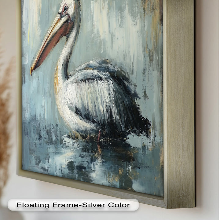 White Pelican Resting by the Water - Animal Oil Painting