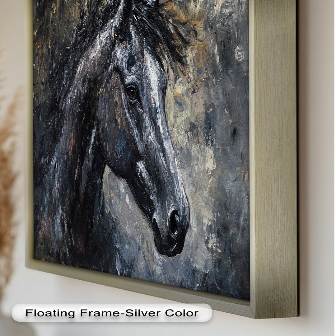 Black Horse Portrait - Animal Oil Painting