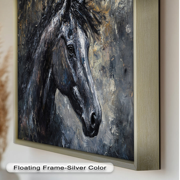 Black Horse Portrait - Animal Oil Painting
