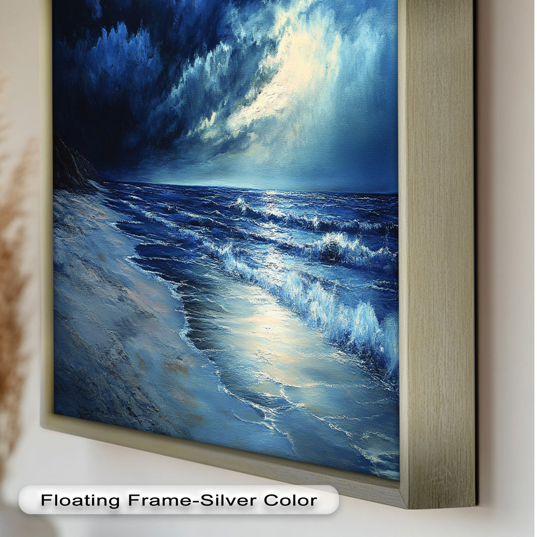Ocean Wall Art - Stormy Night Seascape Oil Painting