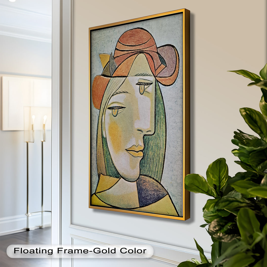 Soft Gaze of Solitude – Abstract Female Portrait Picasso Oil Painting