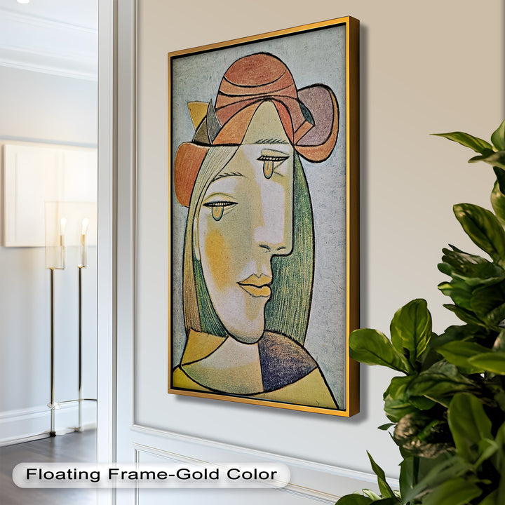 Soft Gaze of Solitude – Abstract Female Portrait Picasso Oil Painting