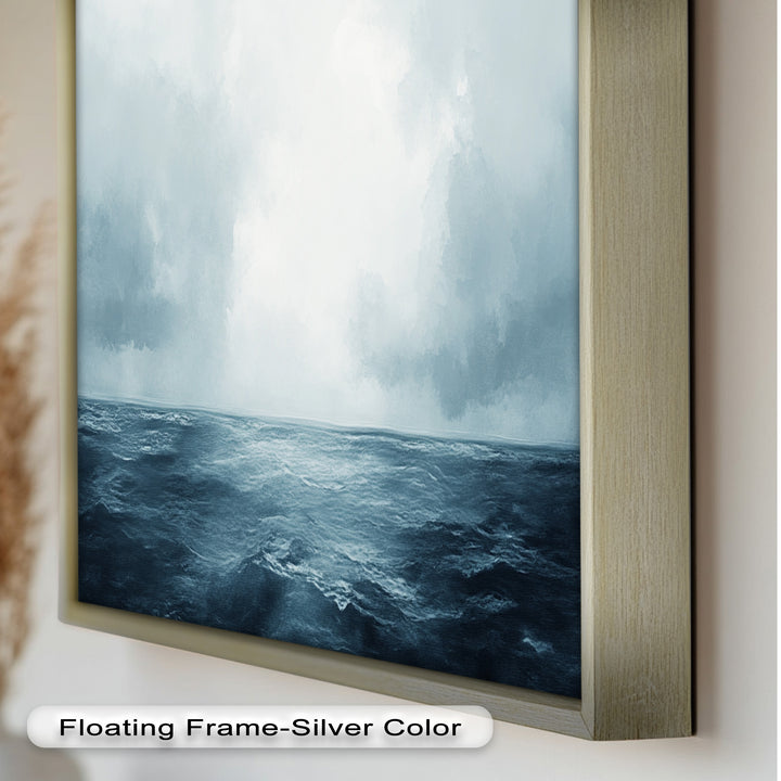 Ocean Horizon Calm – Minimalistisches blaues Meereslandschafts-Ölgemälde