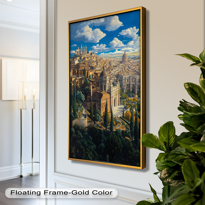 Sunlit Heights of Rome – Classical Cityscape Renaissance Oil Painting