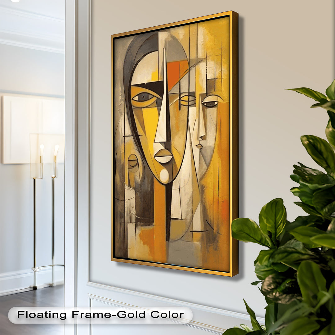Amber Contours – Abstract Portrait Series in Picasso Oil Painting