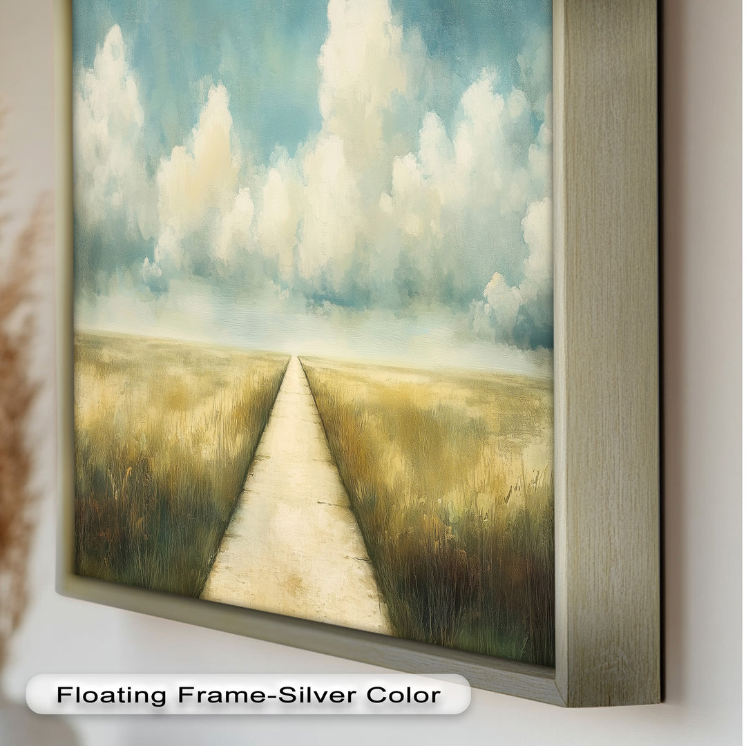 Cloudy Sky Wall Art – Minimal Landscape Oil Painting