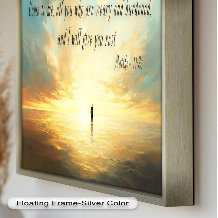 Matthew 11:28 – Rest in Christ Bible Verse Oil Painting