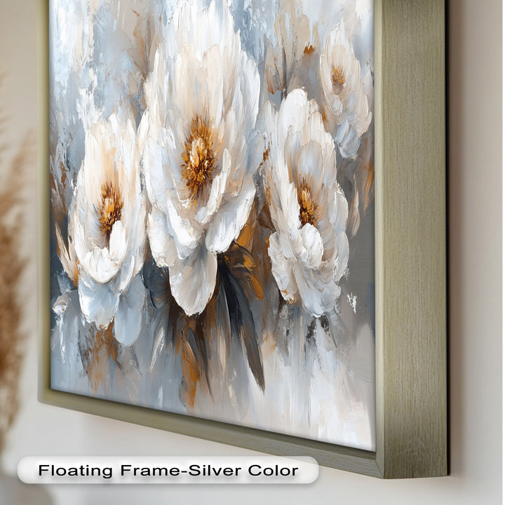 Ivory Garden Symphony – White Peony Bouquet Flower Oil Painting
