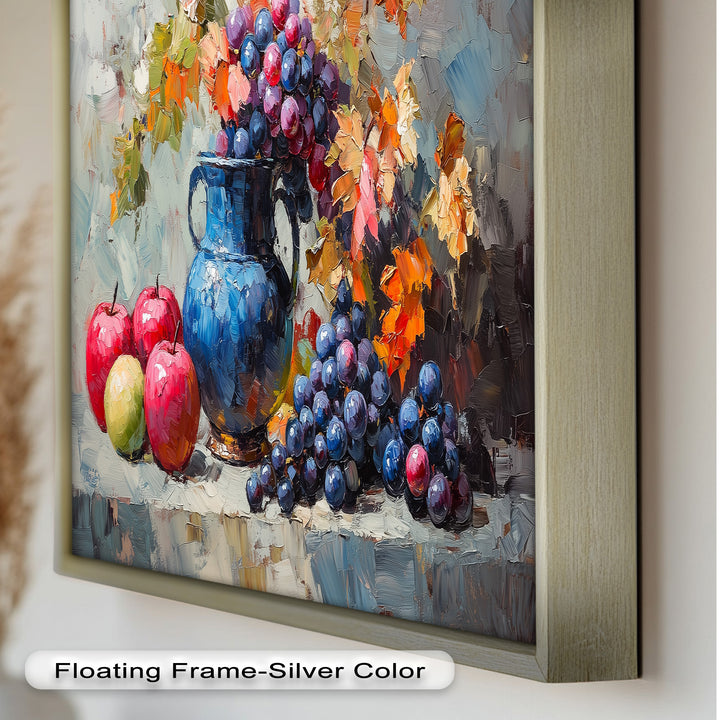 Fall Apple & Floral Still Life – Rustic Autumn Decor Oil Painting