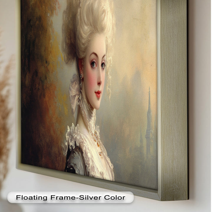 Rococo Grace Oil Painting – Portrait of a Noblewoman in Ivory Lace