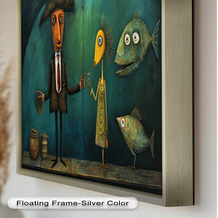 Moonlight Toast – Whimsical Surrealist Underwater Picasso Oil Painting
