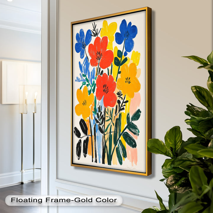 Fröhlicher wilder Garten – Fauvistisches Boho-Blumen-Ölgemälde